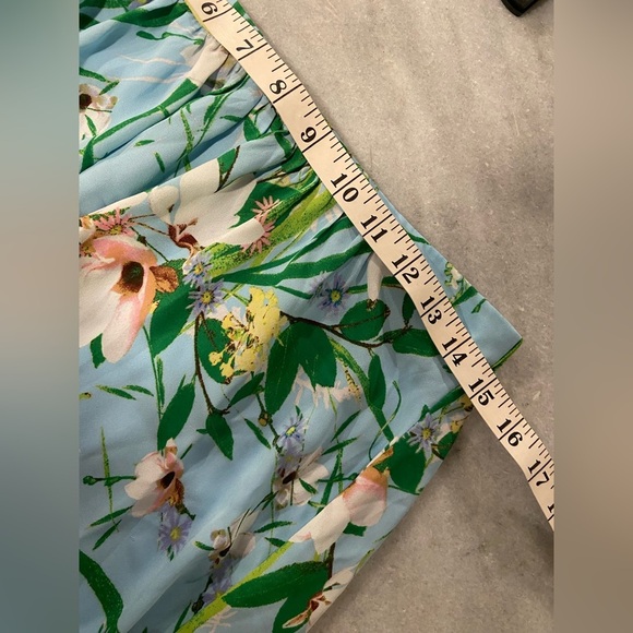 Bobeau Size M Light Blue Floral Elastic Waist Flowy Lined Maxi Skirt - Picture 8 of 10